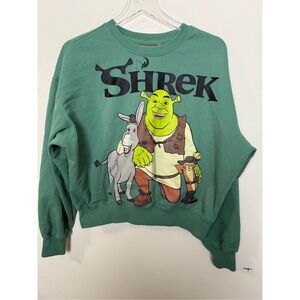 Shrek Crewneck Sweatshirt Pullover Dreamworks Green XS